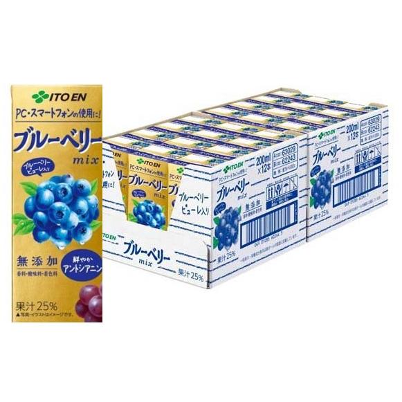 24本セット】 伊藤園 エコパック ブルーベリーmix 紙パック (200ml×24