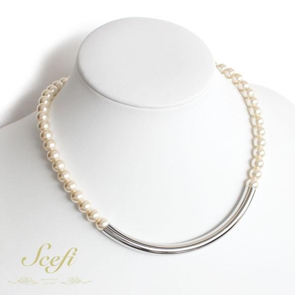 【SALE】[SCLT-14992]パール ライン ショートネックレス / レディース ネックレス アクセサリー | 