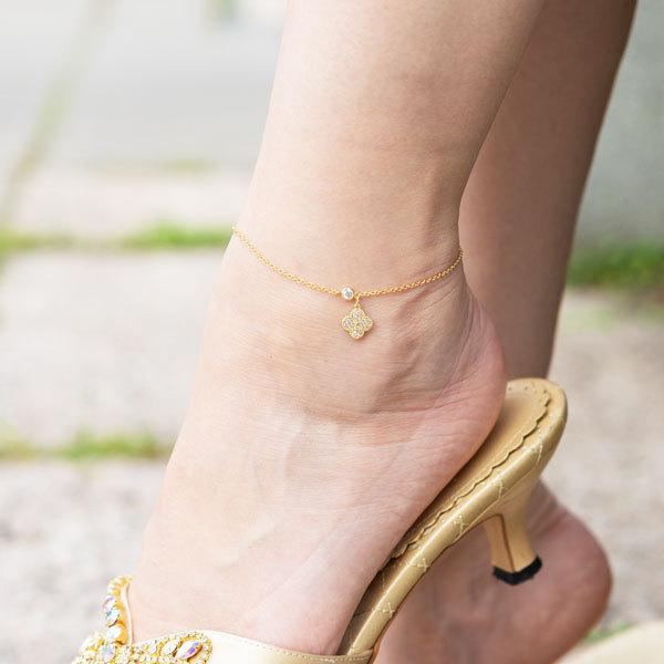 アンクレット フラワー ストーン チェーン ゴールド シルバー シンプル