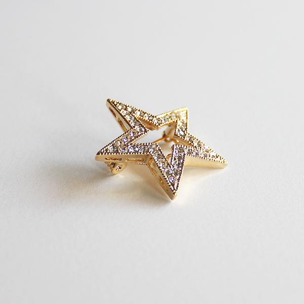 スター 星 STAR ブローチ ゴールド ラインストーン シンプル