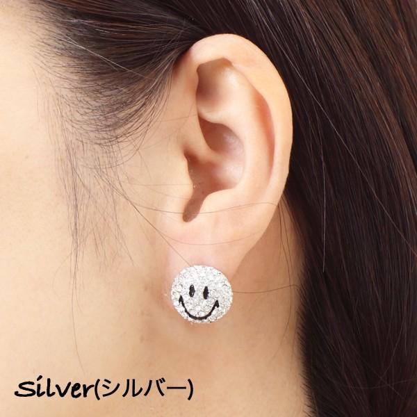 255❤️送料込490❤️スマイル❤️ニコちゃん❤️ピアス❤️ホワイト スマイル ピアス ラインストーン スマイルマーク smile ニコ