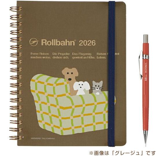 2026年 手帳 ロルバーンダイアリー WARMGREY TAIL L グレージュ イヌ