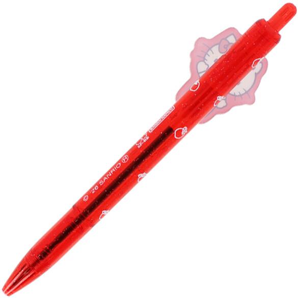 ハローキティ プレート付きボールペン レッド 0.5mm 油性/黒 クリア軸
