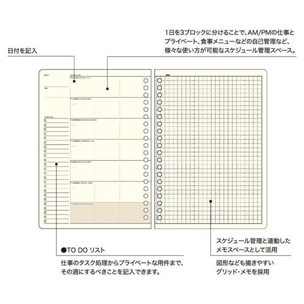 FLEX フレックス A5 20穴 ルーズリーフ タスクログ 30シート 片面1週間