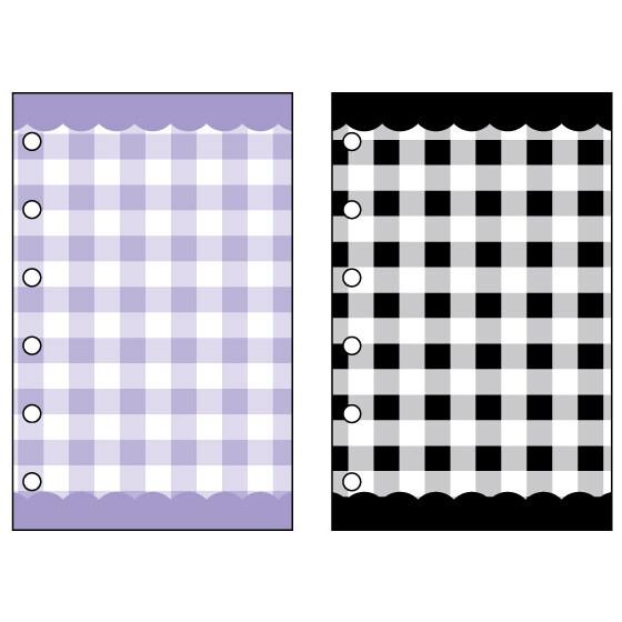 シール台紙 リフィル チェック パープル×ブラック 2柄×各5枚 ミニ6 6穴