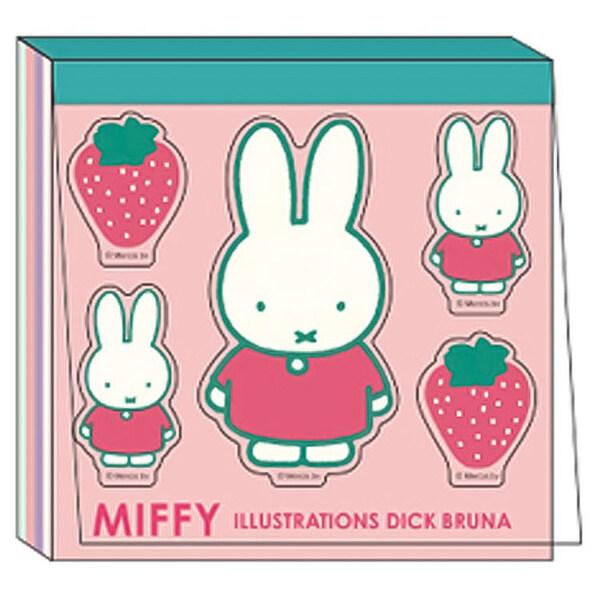 miffy ミッフィー スクエアメモ シール付 ピンク 4柄×各17枚 春 イチゴ 北欧 ブルーナ かわいい 日本製 スクエア [01] 〔合計1100円以上で購入可〕