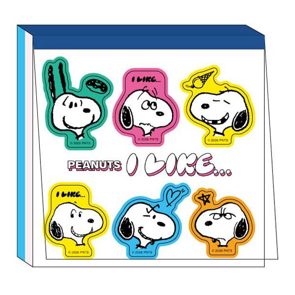 スヌーピー スクエアメモ シール付 白 7.8cm 2柄×各34枚 PEANUTS I