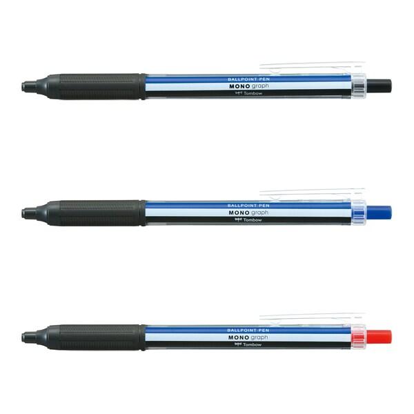 3本セット MONO モノグラフ ライト 0.38mm 油性ボールペン 黒 青 赤