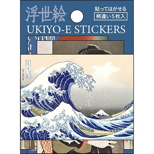 ステッカーセット 浮世絵 5柄入 冨獄三十六景 葛飾北斎 写楽 喜多川