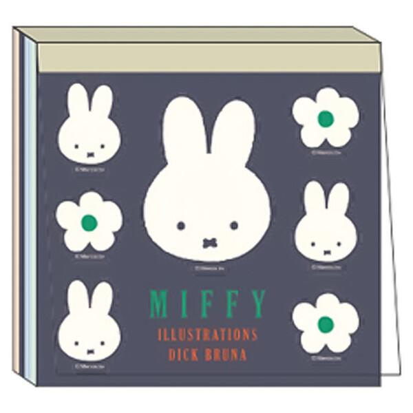 miffy ミッフィー スクエアメモ シール付 紺 4柄×各17枚 春 花 北欧 ブルーナ かわいい 日本製 スクエア [01] 〔合計1100円以上で購入可〕
