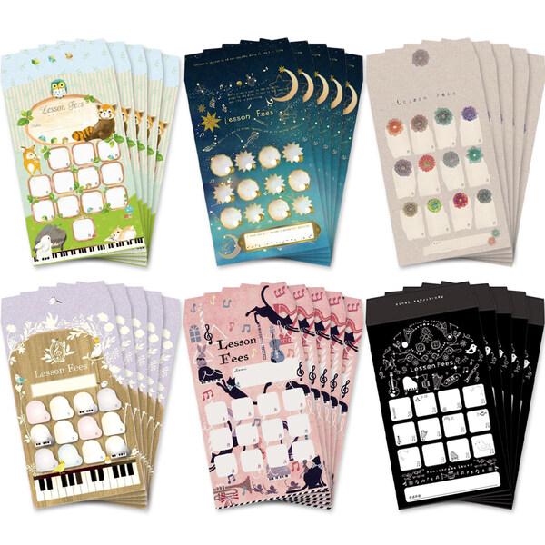 6柄×各5枚セット】月謝袋 大人 計30枚 動物 鳥 月 星 楽器 音楽 ピアノ