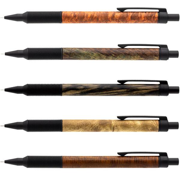 木軸シャープペンシル EverDraw Wood Model 0.5mm マットブラック 銘木