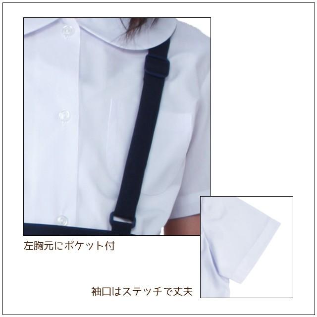 小学生 制服 丸襟 半袖 ブラウス 女子 B体 130B/140B/150B/155B/160B/165B/170B　大きめブラウス　白色　丸衿｜schoolcarrots｜03