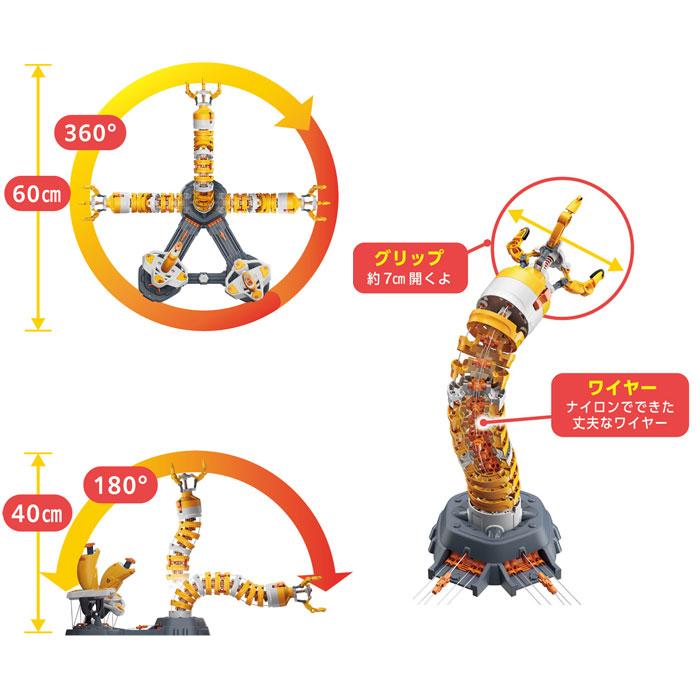自由工作】【ロボット】にょろっとアーム 電池不要 ワイヤー駆動で動く