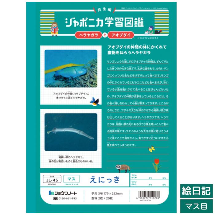 ショウワノート ジャポニカ学習帳共生シリーズ えにっき 絵日記 マス目