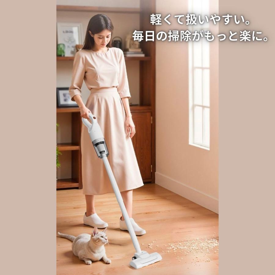 USB充電式 コードレス掃除機 ホワイト スティック ハンディ 両用 コードレス掃除機 強力吸引 15000Pa 軽量 USB Type-C充電 ハンディ