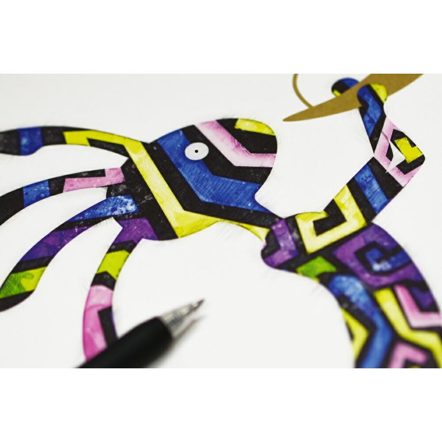 不思議なココペリ-月光の角笛-（額縁なし A4サイズ）開運 アート 絵画 癒やし 金運 幸運 |  | 02