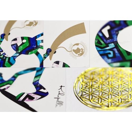 不思議なココペリ-地球の角笛-（額縁なし A4サイズ）開運 アート 絵画 癒やし 人脈 仲間 幸運 |  | 02