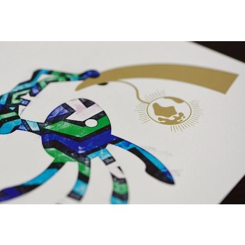 不思議なココペリ-地球の角笛-（額縁なし A4サイズ）開運 アート 絵画 癒やし 人脈 仲間 幸運 |  | 03