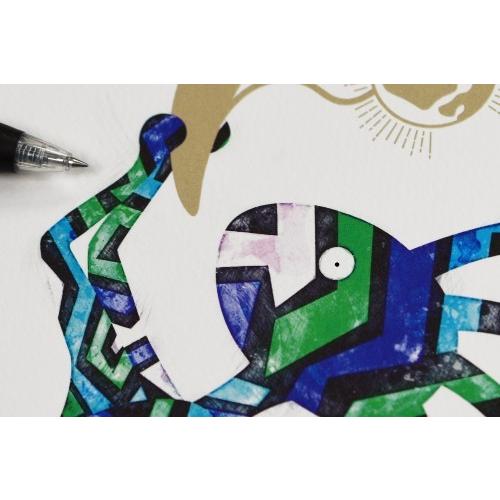 不思議なココペリ-地球の角笛-（額縁なし A4サイズ）開運 アート 絵画 癒やし 人脈 仲間 幸運 |  | 04