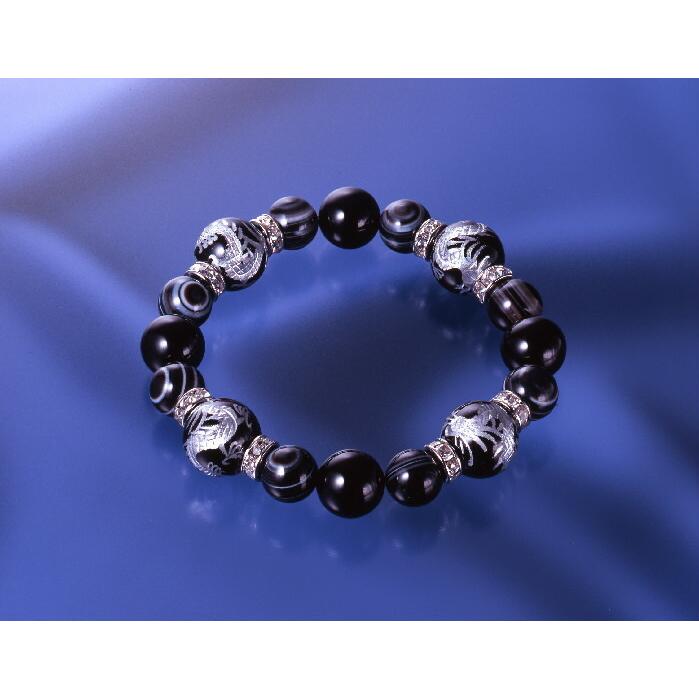 飛翔の龍ブレスレット　天眼石 オニキス パワーストーン ブレスレット 送料無料 メンズ レディース 効果 ハンドメイド 浄化 種類 意味 アクセサリー ドラゴン | オニキス