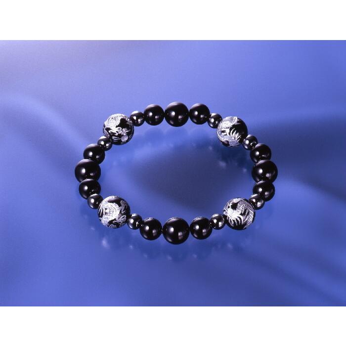 オニキス龍神ブレス　オニキス ヘマタイト パワーストーン ブレスレット 送料無料 メンズ レディース 効果 ハンドメイド 浄化 種類 意味 アクセサリー ドラゴン | オニキス