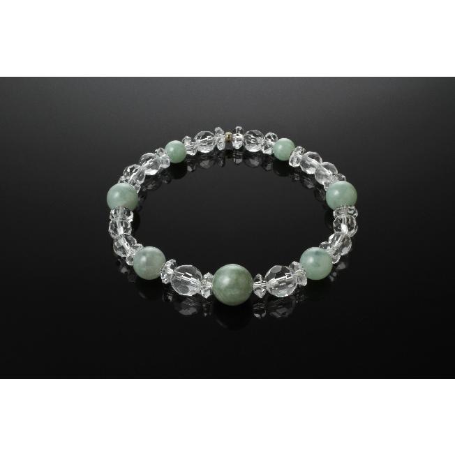 18金珠ひすい水晶ブレス 白水晶 翡翠 K18 パワーストーン
