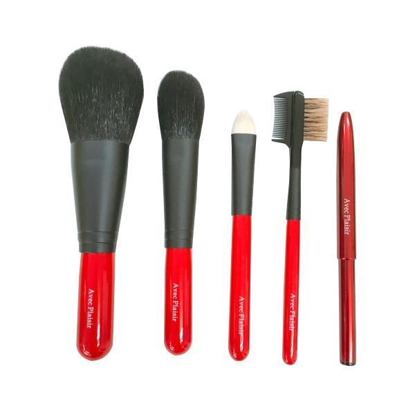 高級山羊毛とコリンスキーをたっぷりと使用したブラシ 喜筆 Kihitsu 熊野筆 赤軸5本セット ポーチ付 Red5 メイクアップ小物 鏡 コスメbox Pymr Go Th