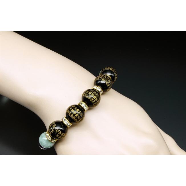 般若心経ヒスイ守護ブレス　翡翠 白水晶 アメジスト オニキス　ブレスレット メンズ レディース 効果 ハンドメイド 浄化 種類 意味 アクセサリー |  | 02