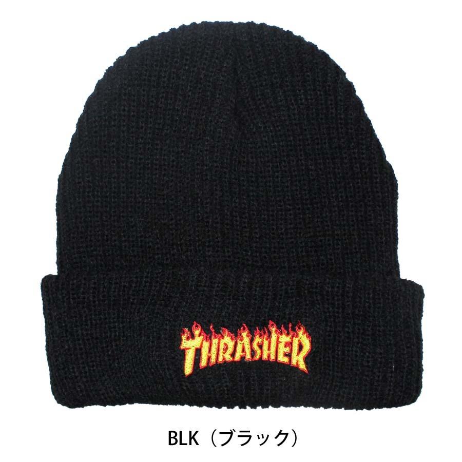 THRASHER スラッシャー ニットキャップ 20TH-N65 FLAMEロゴ あぜ編みビーニー ニット帽 ビーニー 刺繍ロゴ スケートボード ブランド スケボー ポイント消化｜screamer｜03