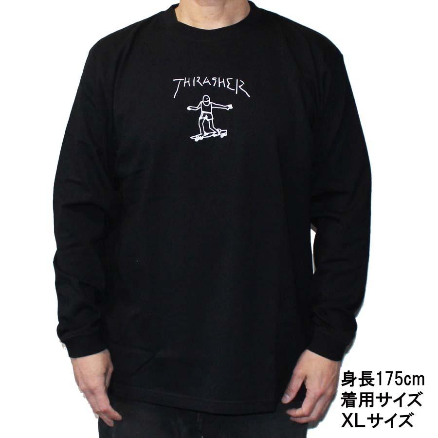 THRASHER スラッシャー 長袖 ロングスリーブＴシャツ TH8328 GONZ LOGO ロンT 定番 メンズ 男性 ユニセックス マークゴンザレス ゴンズ スケートボード スケボー｜screamer｜05