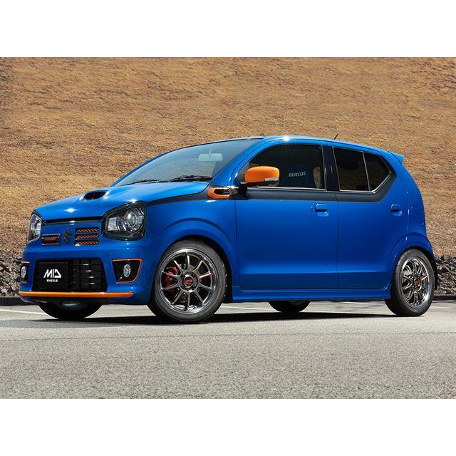 MIDレーシング R10 ホイール1本 15x5.0J 4H 100 +45 CBPR クリスタルブラック／リムポリッシュ＋レッド/15インチの画像