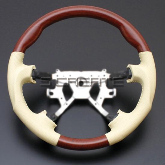 エルグランド Ｅ51 スポーツタイプ ウッドコンビステアリング 征木目/ベージュ ハンドル ホイール