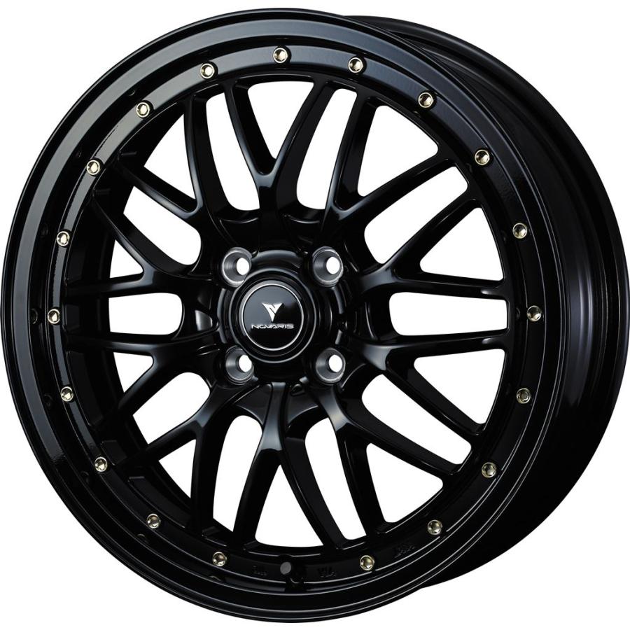 個人宅可 ノヴァリス アセットM1 16x5.0 +45 100 4H  (ブラック/ゴールドピアス) / 16インチ ホイール1本 NOVARIS ASSETE M1 Weds ウェッズ