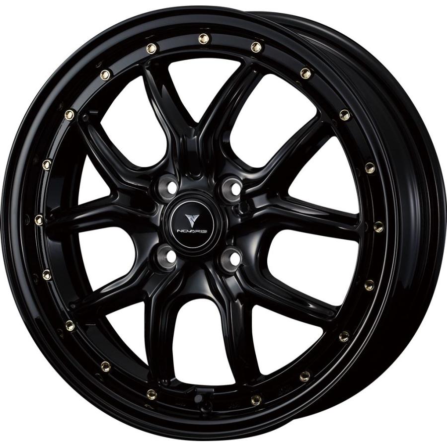 個人宅可 ノヴァリス アセットS1 16x5.0 +45 100 4H  (ブラック/ゴールドピアス) / 16インチ ホイール1本 NOVARIS ASSETE S1 Weds ウェッズ