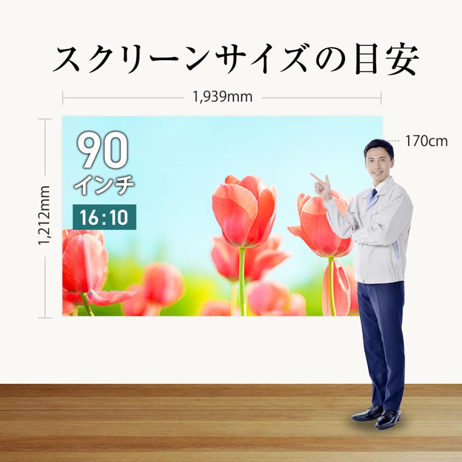 シアターハウス プロジェクタースクリーン チェーンスクリーン (16：10)WXGA 90インチ ロングタイプ マスクフリー 日本製 BCH1939FEH-H2500_7
