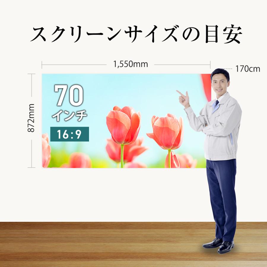 シアターハウス プロジェクタースクリーン 電動スクリーン ケースなし 70インチ（16：9) マスクフリー 日本製 BDR1550FEHの画像