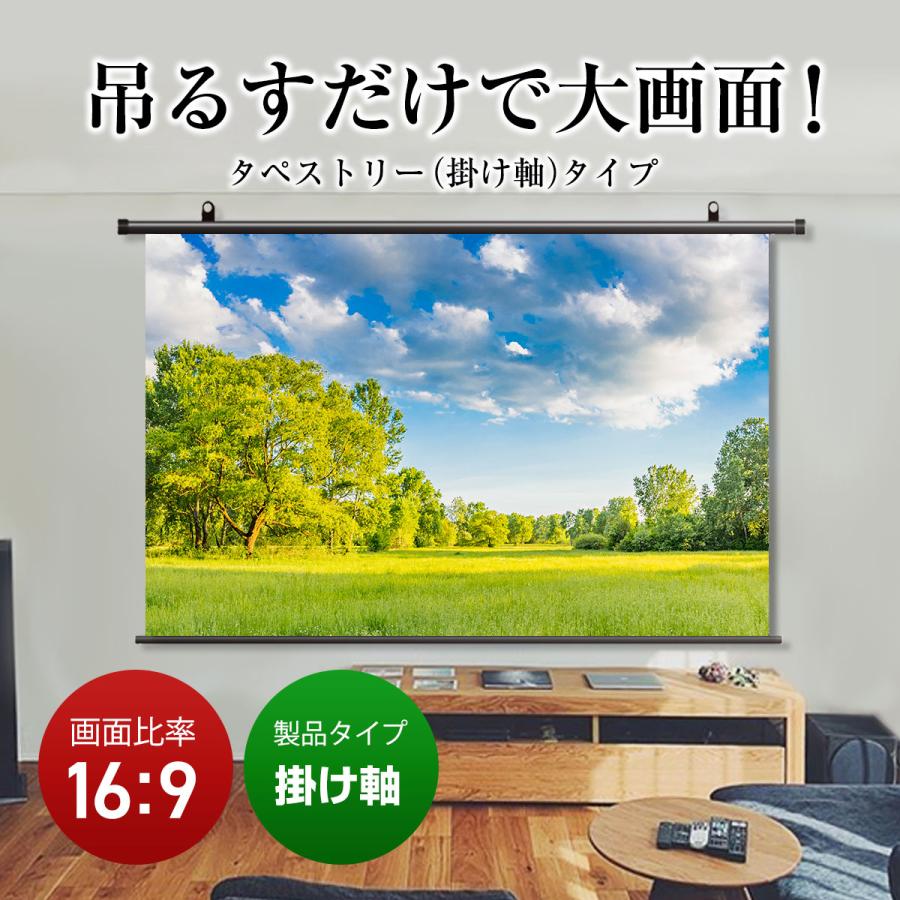 シアターハウス プロジェクタースクリーン 吊り下げ式 壁掛け タペストリー 掛け軸スクリーン 130インチ（16：9) スタンダードマット 日本製 BTP2880WSD_1