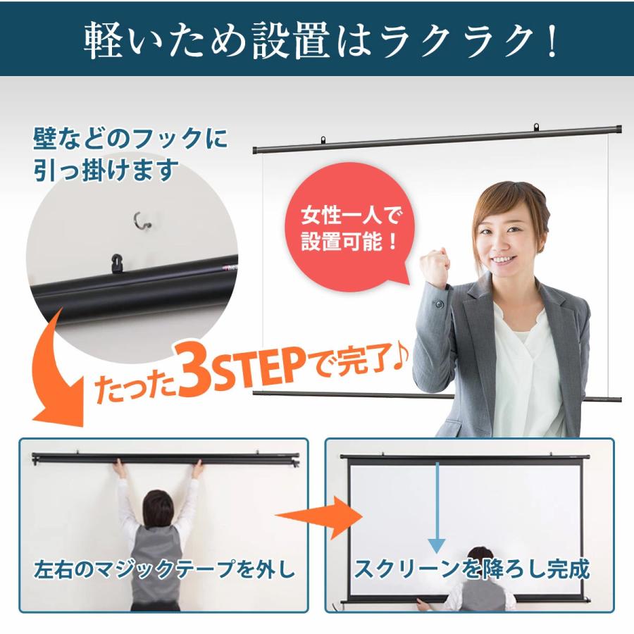 シアターハウス 4K対応 プロジェクタースクリーン 220インチ (16：9) 吊り下げ式 タペストリー 掛け軸タイプ 日本製 BTP4870WEH_5