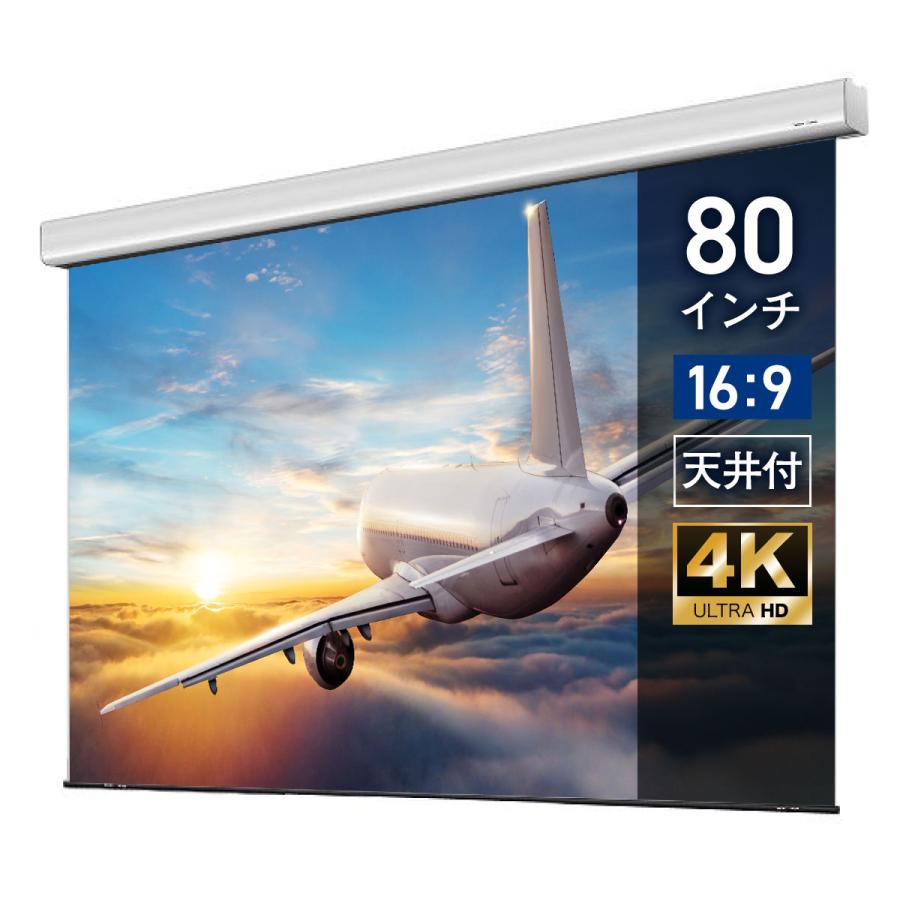 シアターハウス電動80インチプロジェクタースクリーン シアターハウス 電動プロジェクタースクリーン ケース付き (16：9) 80