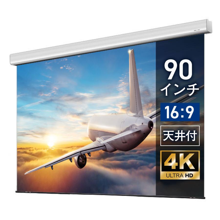 シアターハウス 電動プロジェクタースクリーン ケース付き (16：9) 90