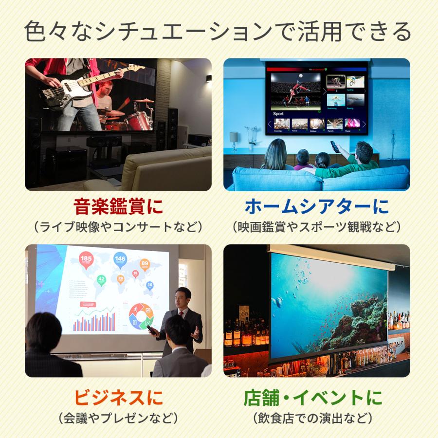 ー品販売 シアターハウス 電動プロジェクタースクリーン ケース付き 16