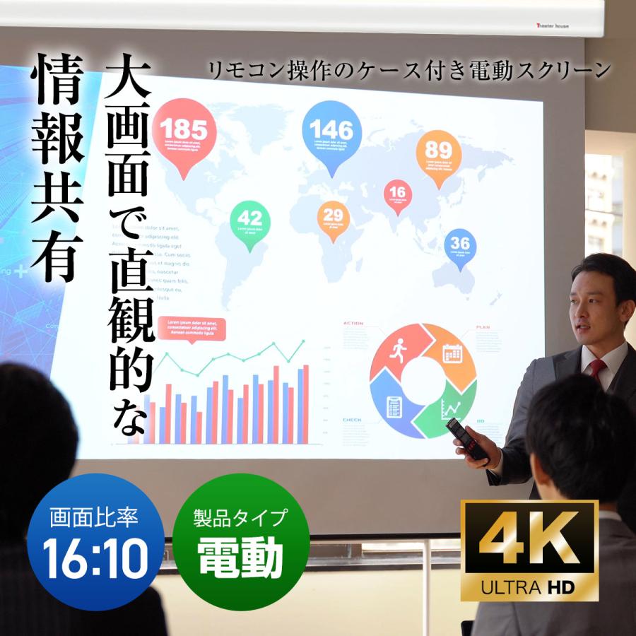 シアターハウス 電動プロジェクタースクリーン ケース付き (16：10