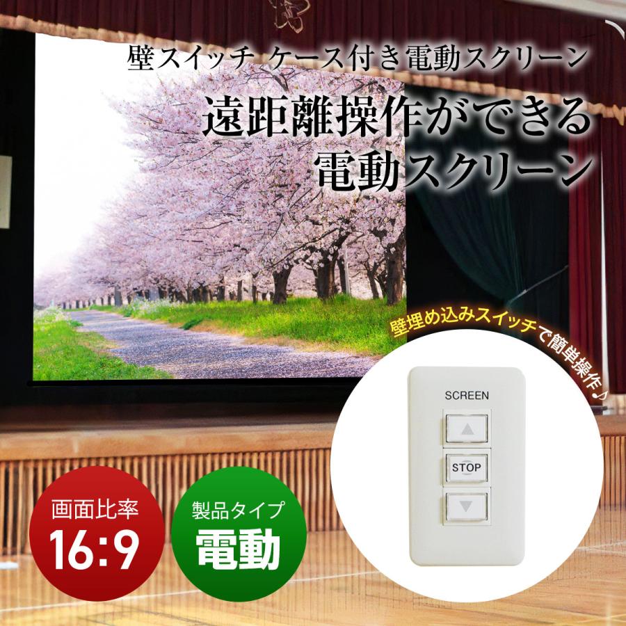 シアターハウス プロジェクタースクリーン 壁スイッチ ケース付き大型電動スクリーン (16：9)ワイド 110インチ マスクフリー 日本製 WCK2440FEH_1