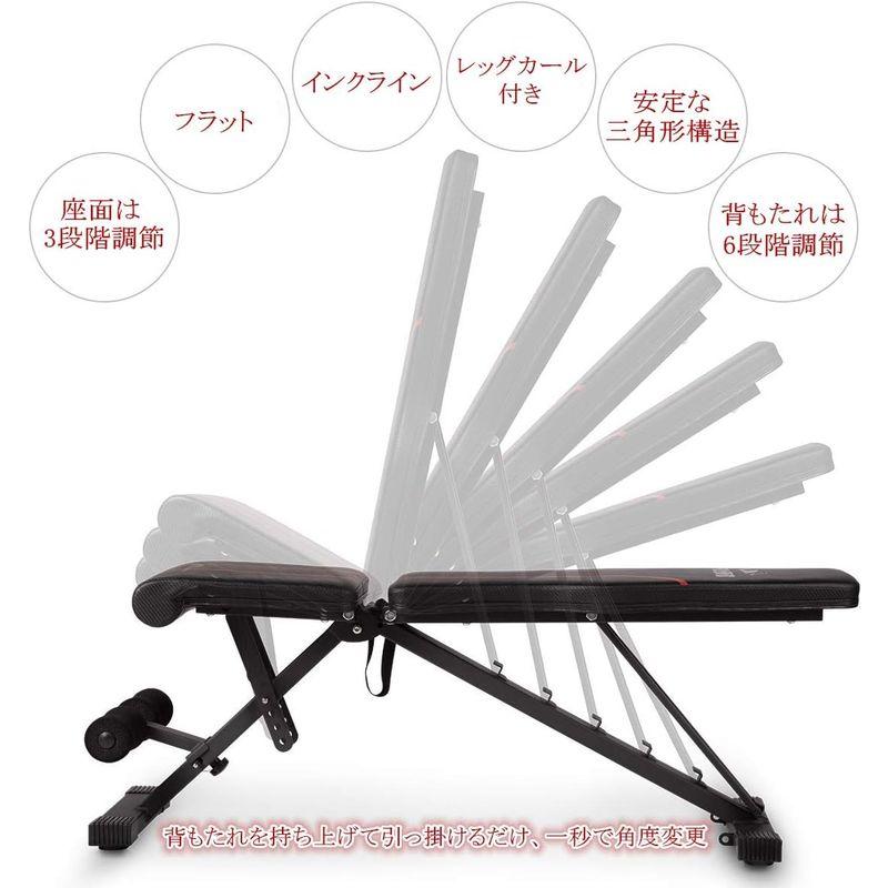 FLYBIRD トレーニングベンチ インクラインベンチ 可変式フラットベンチ アジャスタブル 角度調節簡単 組立不要 折りたたみ式 収納便利 組立不要 トレーニングベンチ インクラインベンチ 可変式フラットベンチ アジャスタブル 角度調節簡単 折りたたみ式 収納便利