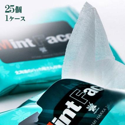 北見ハッカ通商　Mint Face　ハッカ入りウェットティッシュ（20枚入り）×25（1ケース）業務用　業者様歓迎 まとめ買い　箱買い　天然ミント　薄荷｜sdpark-y