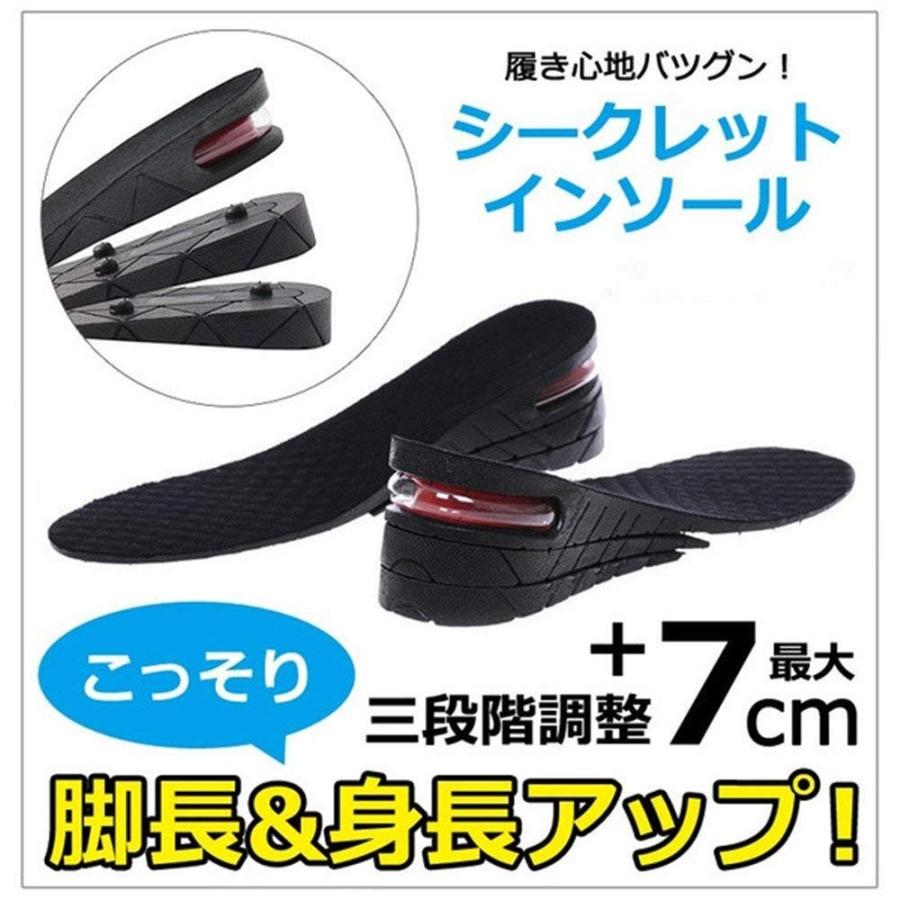 シークレットインソール 換気中敷 ヒールアップ7cm(3cm +2cm + 2cm