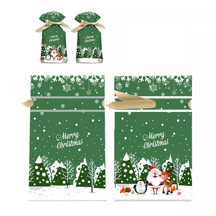 クリスマスラッピング袋 クリスマス ラッピング袋 不織布 サンタ＆ドッグ／レッド3L