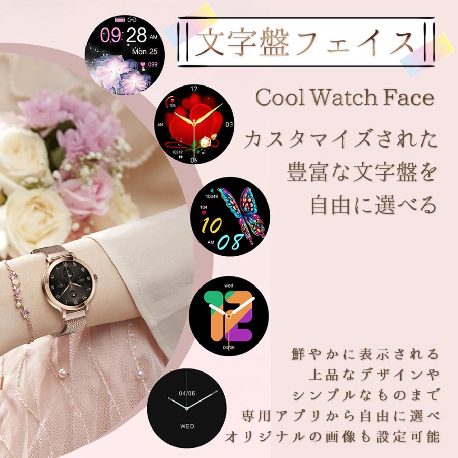 スマートウォッチ レディース 通話機能 血中酸素 IP68防水 女性 生理 
