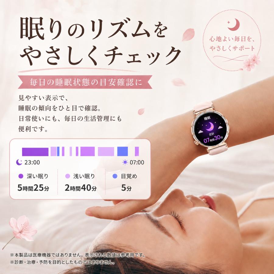 スマートウォッチ レディース 最新 通話機能 心拍数 女性 IP68防水 